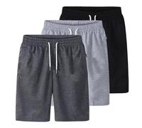 Lot de 3 Short Homme D'été Taille Élastique Short Cargo Décontracté Classique Pantalon Court éTé Cordon de Serrage Bermuda de Travail Couleur Unie Shorts et Bermudas Sport Fitness Loisirs Jogging