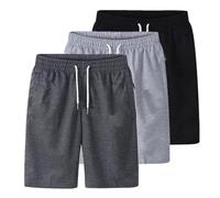 Lot de 3 Shorts D'été Short Cargo Homme Pantacourt Homme Taille Élastique Pantalon Court éTé Coton Blend Cordon de Serrage Bermuda de Travail Couleur Unie Sport Fitness Loisirs Jogging