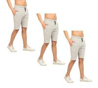 Lot de 3 Shorts Homme COMEOR Gris Clair - Bermuda Été, Coupe Droite, Taille Élastique à Cordon L