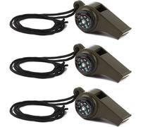 Lot De 3 Sifflets De Survie D'urgence 3 En 1 Avec Boussole Et Thermomètre, Sifflet De Sécurité Puissant Avec Cordon Pour La Randonnée, Le Camping, Le Bateau, La Chasse, La Pêche