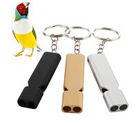 Lot de 3 sifflets d'entraînement en acier inoxydable pour pigeons, colombes, perroquets (noir, or, argent)