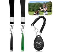 Lot de 3 sifflets pour chien de qualité supérieure - Composé de 2 sifflets pour chien et 1 clicker pour chien - Pour chiots et chiens - Entraînement et éducation (bande de qualité)