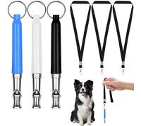 Lot de 3 Sifflets pour Chien Haute Fréquence - Sifflet Silencieux Rütter - Métal et Plastique Écologique - Réglable pour Dressage, Anti-Aboiement, avec Cordon - Pour Tous Chiens