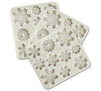 Lot de 3 Silicone Moules à Bonbons Fondant, VEINARDYL 3D Moule à flocon de Noël Sugarcraft Décoration de Gâteau Cupcake Projets d'artisanat Pâte de gomme à sucre Résine Moule en argile polymère