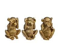 Lot de 3 Singes Sagesse en Résine Or H 17 cm - Atmosphera
