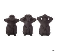 Atmosphera Set de 3 statuettes Singes Sagesse résine Noir H23 cm