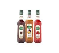 Lot de 3 sirops Mathieu Teisseire - Chocolat, Fruits de la passion, Cranberry, pour boissons, rafraîchissements, cocktails, cafés et desserts, bouteilles de 70cl et 1L.