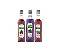 Lot de 3 sirops Mathieu Teisseire - Mûre, Cassis, Myrtille, pour boissons, rafraîchissements, cocktails, cafés et desserts, bouteilles de 70cl et 1L.