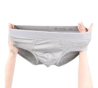 Lot de 3 slips en coton pour homme, taille moyenne, avec pochette en forme de U, tissu doux respirant, soutien bombé, pour homme (L gris)