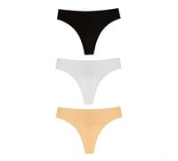 Lot de 3 slips taille basse en soie glacée sans couture pour femme, couleur unie, pour l'été, les vacances, la plage, les vacances, le fitness, taille S à XL (caramel)