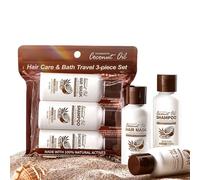 Lot de 3 soins capillaires et douche à l'huile de coco avec shampooing, masque pour cheveux et gel douche, 50 ml chacun, prend soin intensément des cheveux et de la peau