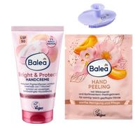 Lot de 3 soins pour les mains - Crème pour les mains Bright & Protect SPF 50 75 ml + exfoliant pour les mains rose sauvage et abricot 15 ml + nettoyant pour le visage en silicone - Protection, soin et