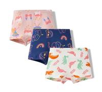 Lot de 3 sous-vêtements avec motif arc-en-ciel de dessin animé, taille élastique pour un confort quotidien au quotidien