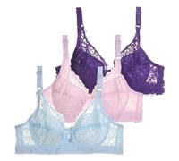 Lot de 3 Soutien Gorge avec Armature Femme Sexy BrassièRe Dentelle Push Up Soutien-Gorge Grandes Tailles Couleur Unie Lingerie Française Bralette A La Mode Classique De Base Casual Sport Bra