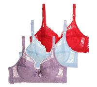 Lot de 3 Soutien Gorge avec Armature Femme Sexy, Brassière Femme Dentelle,Soutien-Gorge Femme Grandes Tailles Couleurs Pures Lingerie Française Bralette a La Mode Classique de Base Bra