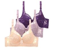 Lot de 3 Soutien Gorge avec Armature Femme Sexy Brassière Femme Dentelle Soutien-Gorge Femme Grandes Tailles Couleurs Pures Lingerie Française Bralette a La Mode Classique Bra Caraco Femme Dentelle