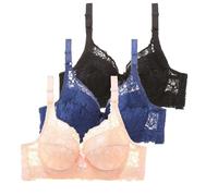 Lot de 3 Soutien Gorge avec Armature Femme Sexy Brassière Femme Dentelle Soutien-Gorge Femme Grandes Tailles Couleurs Pures Lingerie Française Bralette a La Mode Classique Bra Caraco Femme Dentelle