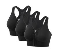Lot de 3 Soutien Gorge Femme pour Yoga Fitness, sous-Vêtements Fermeture Devant Zipper Brassière Respirant Sport Lingerie Chic et Elegant Couleur Unie Soutien Gorge sans Armatures Femme Slim Fit