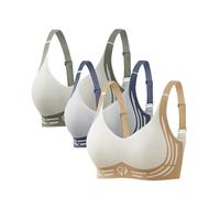 Lot De 3 Soutien Gorge sans Armature,2025 Push Up Anti-Affaissement Soutiens Gorges Bretelles Réglables Grande Taille Soft Stretch Shock Brassière Mode Classique Casual Bra Bra Top Femme