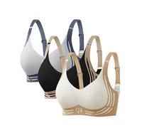 Lot De 3 Soutien Gorge sans Armature,2025 Push Up Anti-Affaissement Soutiens Gorges Bretelles Réglables Grande Taille Soft Stretch Shock Brassière Mode Classique Casual Bra Soutien Gorge 105C