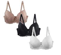 Lot de 3 Soutien Gorge sans Armature Ensemble De Soutiens-Gorge en Dentelle Push Up Bretelles Réglables Maintien Fort Soutien Gorge Sport pour Le Quotidien Grandes Poitrines sous-Vêtements