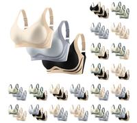 Lot de 3 Soutien Gorge sans Armature Femme Seamless Couverture Complète Push Up Brassière Soutien Élevé Classique Anti-affaissement Brassière Respirante Bretelles Réglables