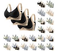 Lot de 3 Soutien Gorge sans Armature Femme Seamless Couverture Complète Push Up Brassière Soutien Élevé Classique Anti-affaissement Brassière Respirante Bretelles Réglables