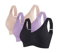 Lot De 3 Soutien Gorge sans Armature pour Femmes Push Up Anti-Affaissement Brassière Femme Poitrine Respirante Soutien-Gorge Grande Taille Classique Sports Lingerie Yoga Casual Bra Pas Cher