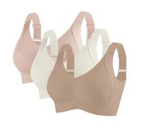 Lot De 3 Soutien Gorge sans Armature pour Femmes Push Up Anti-Affaissement Brassière Femme Poitrine Respirante Soutien-Gorge Grande Taille Classique Sports Lingerie Yoga Casual Bra Pas Cher