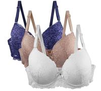 Lot de 3 soutiens-gorge à couverture complète pour femme - Confortables en dentelle avec bretelles réglables - Sous-vêtements élégants pour tous les jours et les loisirs - Sans couture - Respirant