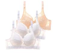 Lot de 3 soutiens-gorge avec armatures pour femmes, ensemble de soutien-gorge Push Up, Bustier Sexy, soutien-gorge de sport, d'entraînement Soutien-gorge Sans Armature Dentelle (#C-Beige, 105D)
