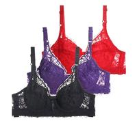 Lot de 3 soutiens-gorge avec armatures pour femmes, ensemble de soutien-gorge Push Up, Bustier Sexy, soutien-gorge de sport, d'entraînement Soutien-gorge Sans Armature Dentelle (#B-Beige, 105D)