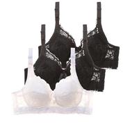Lot de 3 soutiens-gorge avec armatures pour femmes, ensemble de soutien-gorge Push Up, Bustier Sexy, soutien-gorge de sport, d'entraînement Soutien-gorge Sans Armature Dentelle (#C-Black, 100D)