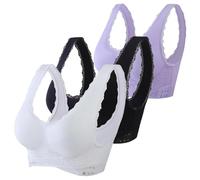 Lot de 3 soutiens-gorge corset, soutien-gorge sans fil avec boucle frontale en dentelle pour femme, fermoir latéral, soutien-gorge gainant confortable, rose vif, 4X-Large