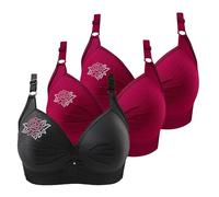 Lot de 3 soutiens-gorge de sport pour femme 2024 - Col en V confortable - Sans armatures - Bretelles réglables - Respirant - Soutien-gorges doux - Sous-vêtements de grossesse, rouge, 4XL