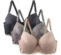 Lot de 3 soutiens-gorge de sport pour femme avec armatures - Soutien-gorge de sport avec bustier réglable - Ensemble de soutien-gorge confortable - Sous-vêtements rembourrés - Sexy - Entraînement et