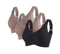Lot de 3 soutiens-gorge de sport pour femme, sans armatures, coutures soutien-gorge fin, confortable, haut pour femme, sans armatures, dos découvert Tezenis doux de base pour grande taille, K