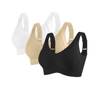 Lot de 3 soutiens-gorge de sport pour femme, sans armatures, coutures soutien-gorge fin, confortable, haut pour femme, sans armatures, dos découvert Tezenis doux de base pour grande taille, Hh, L