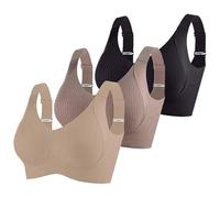 Lot de 3 Soutiens-Gorge Femme Brassiere Sport Soutien Gorge Push Up Brassière Sexy sous Vetements Feminins Soutien Gorge Anti Affaissement Brassière Bretelles Réglables Bra 2025 Soldes Noir M
