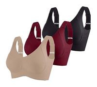 Lot de 3 Soutiens-Gorge Femme Brassiere Sport Soutien Gorge Push Up Brassière Sexy sous Vetements Feminins Soutien Gorge Anti Affaissement Brassière Bretelles Réglables Bra 2025 Mon Compte Rouge 3XL