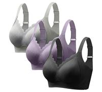 Lot De 3 Soutiens-Gorge Femme Grande Taille sans Armature Brassière Douce Anti-Transpiration avec Maintien Lingerie Confortable Multicolore pour Quotidien Sport Sommeil Et Loisirs