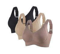 Lot de 3 Soutiens-Gorge Femme sans Armatures Grandes Tailles Push-Up Invisible Confort Brassiere Bretelles Larges Anti Affaissement Bra avec Coussinets Respirant Doux Brassiere Sport Femme Yoga