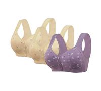 Lot de 3 soutiens-gorge grande taille pour femme pour l'été 2025 : soutien-gorge avant respirant, soutien complet, dos large, sans armatures, sport quotidien, I, 68