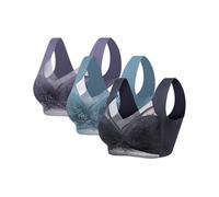 Lot de 3 soutiens-gorge pour femme sans armatures réducteurs dos désiré doux soutiens-gorge basiques Bralette col en V sexy sans coutures confortables Soutien-gorge invisible élastique grandes tailles