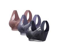 Lot de 3 soutiens-gorge pour femme sans armatures réducteurs dos désiré doux soutiens-gorge basiques Bralette col en V sexy sans coutures confortables soutien-gorge invisible élastique grandes tailles