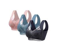 Lot de 3 soutiens-gorge pour femme sans armatures réducteurs dos désiré doux soutiens-gorge basiques Bralette col en V sexy sans coutures confortables soutien-gorge invisible élastique grandes tailles