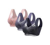 Lot de 3 soutiens-gorge pour femme sans armatures réducteurs dos désiré doux soutiens-gorge basiques Bralette col en V sexy sans coutures confortables soutien-gorge invisible élastique grandes tailles
