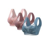 Lot de 3 soutiens-gorge pour femme sans armatures réducteurs dos désiré doux soutiens-gorge basiques Bralette col en V sexy sans coutures confortables soutien-gorge invisible élastique grandes tailles