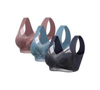 Lot de 3 soutiens-gorge pour femme sans armatures réducteurs dos désiré doux soutiens-gorge basiques Bralette col en V sexy sans coutures confortables soutien-gorge invisible élastique grandes tailles