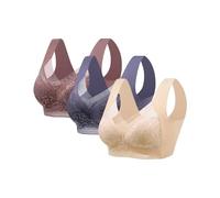 Lot de 3 soutiens-gorge pour femme sans armatures réducteurs dos désiré doux soutiens-gorge basiques Bralette col en V sexy sans coutures confortables soutien-gorge invisible élastique grandes tailles